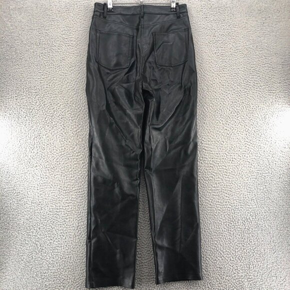 Aritzia Wilfred Pants Womens 10 Melina Black Polyurethane Vegan Leather Straight - Picture 3 of 12
